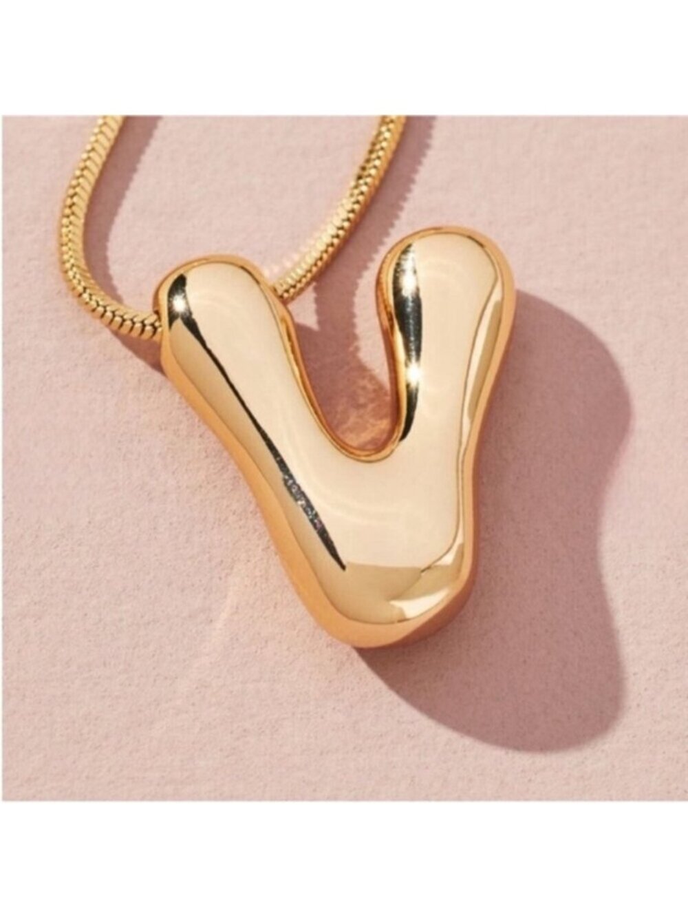 New! Anthropologie Gold Bubble Monogram Initial Letter Necklace NWOT